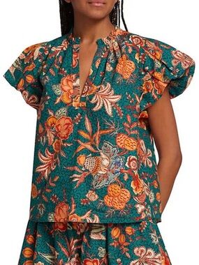 Ulla Johnson Women’s Evelyn Top Delphinium Print Size 2